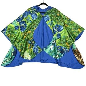 RainCaper Fine Art Collection van Gogh Irises Reversible Hooded Rain Travel Cape